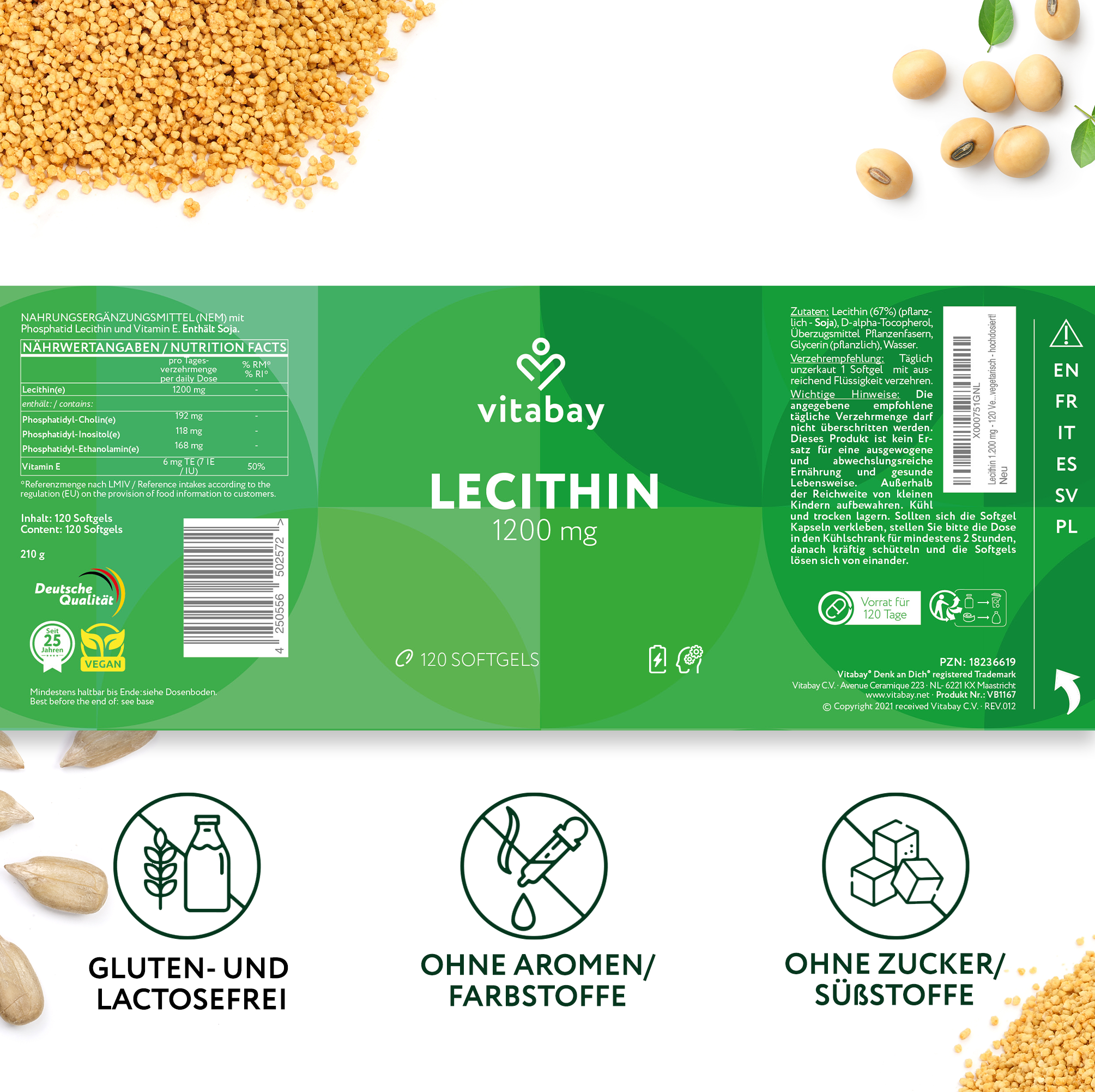 Lecithin 1.200 mg - 120 vegane Softgels