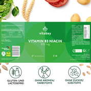 Vitamin B3 Niacin Flush free 500 mg - 90 vegane Kapseln