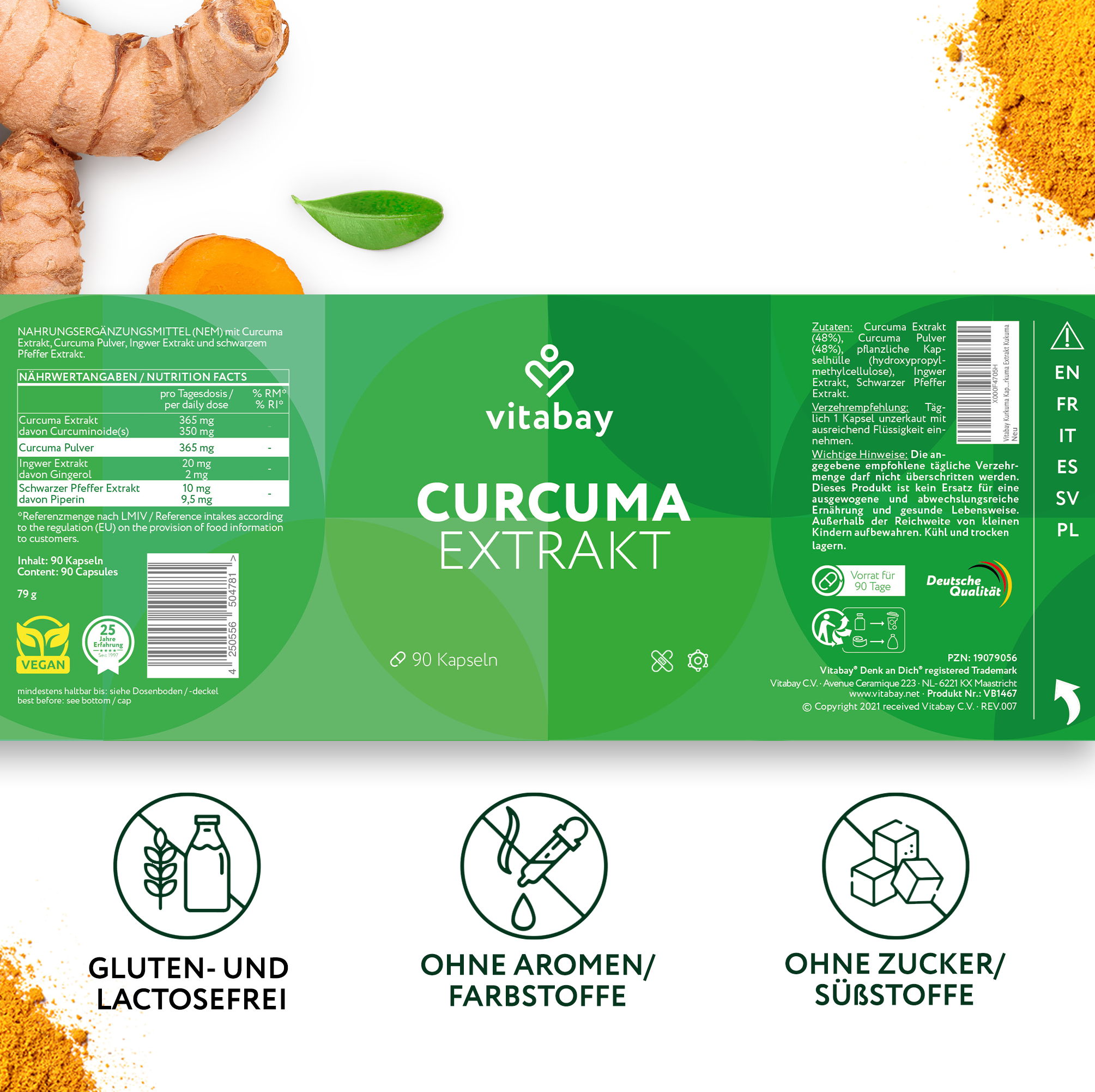 Curcuma Extrakt - 90 vegane Kapseln