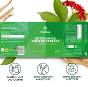 Roter Panax Ginseng Extrakt 600 mg - 100 Vegane Kapseln