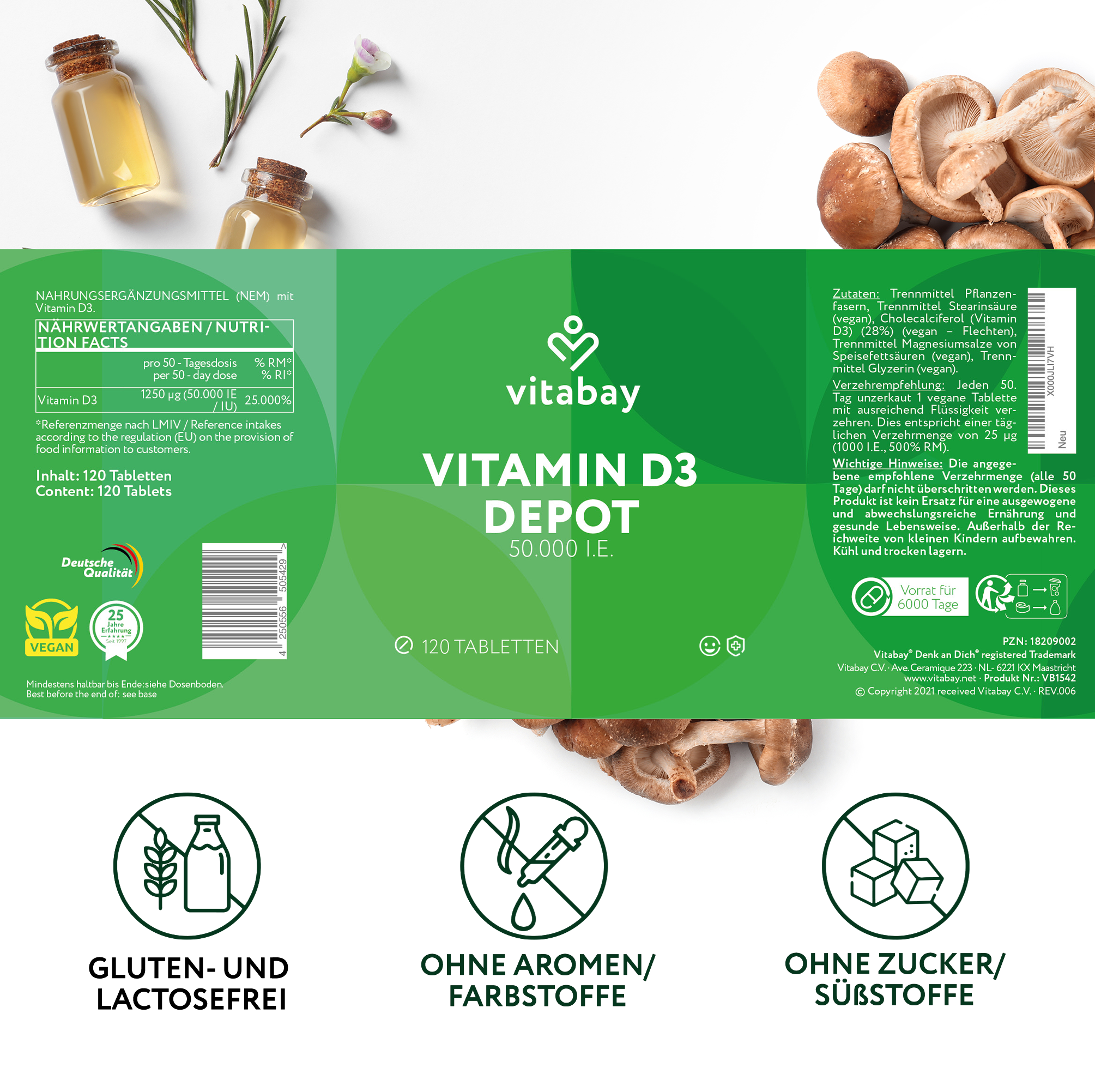 Vitamin D3 Depot 50.000 I.E. - Vegane Tabletten