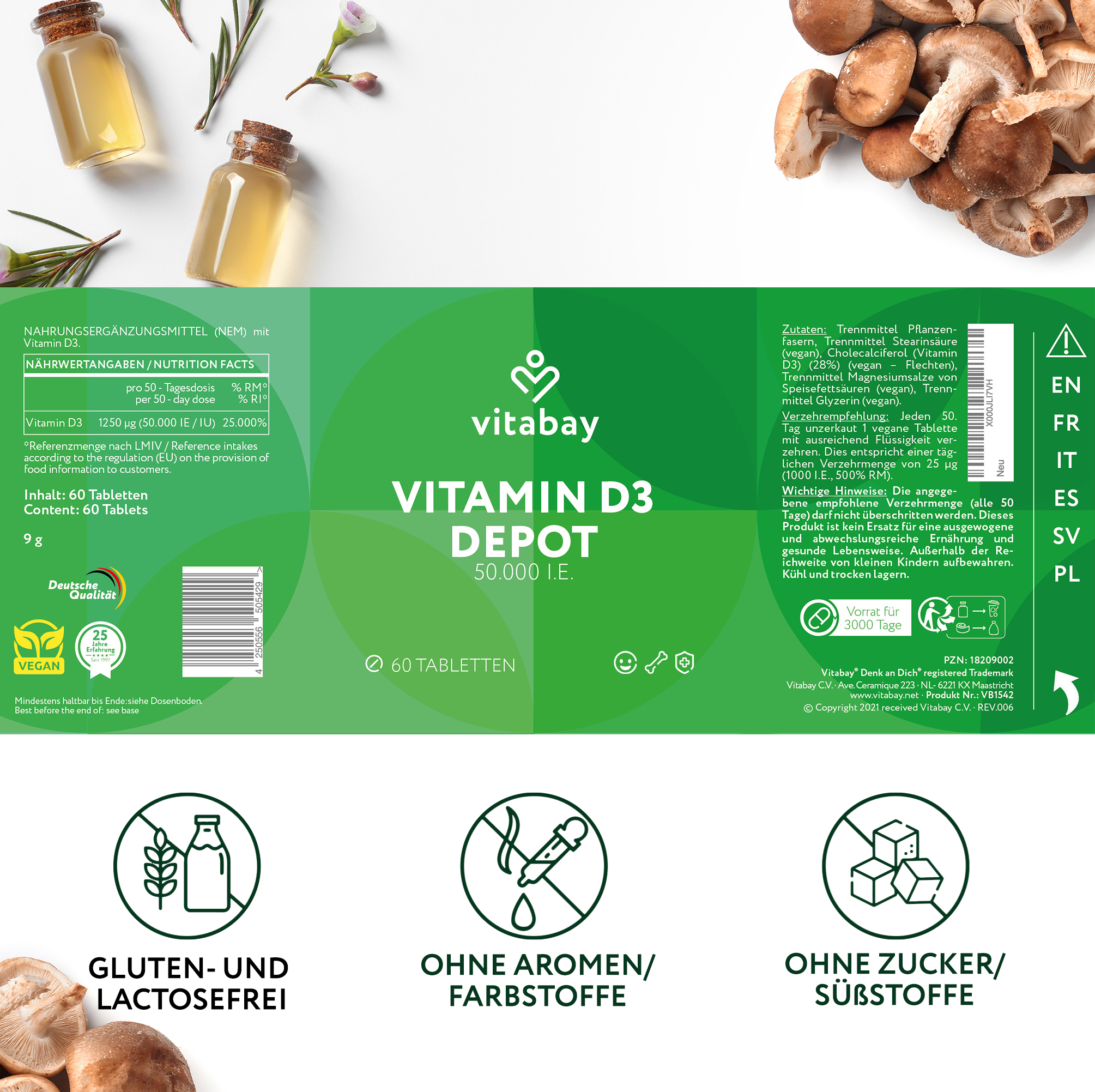 Vitamin D3 Depot 50.000 I.E. - Vegane Tabletten