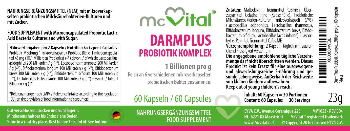DarmPlus Biotik Komplex - 60 vegane Kapseln