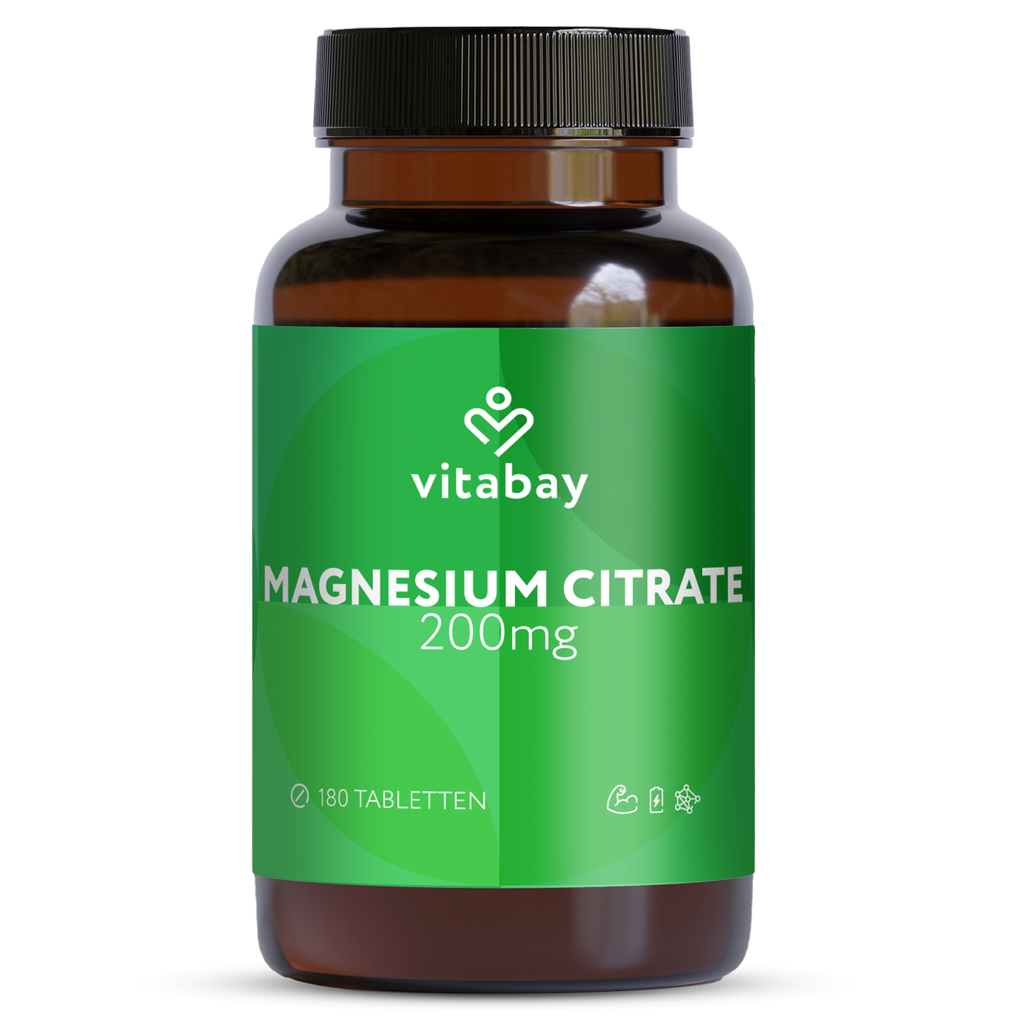 Magnesium Citrat 200mg - 180 vegane Tabletten