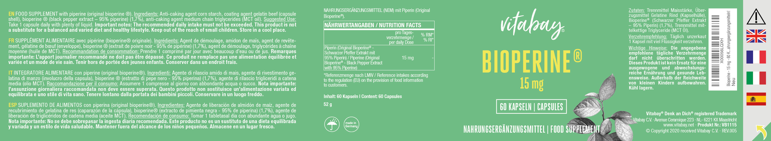 Bioperine - 15 mg - 60 Kapseln