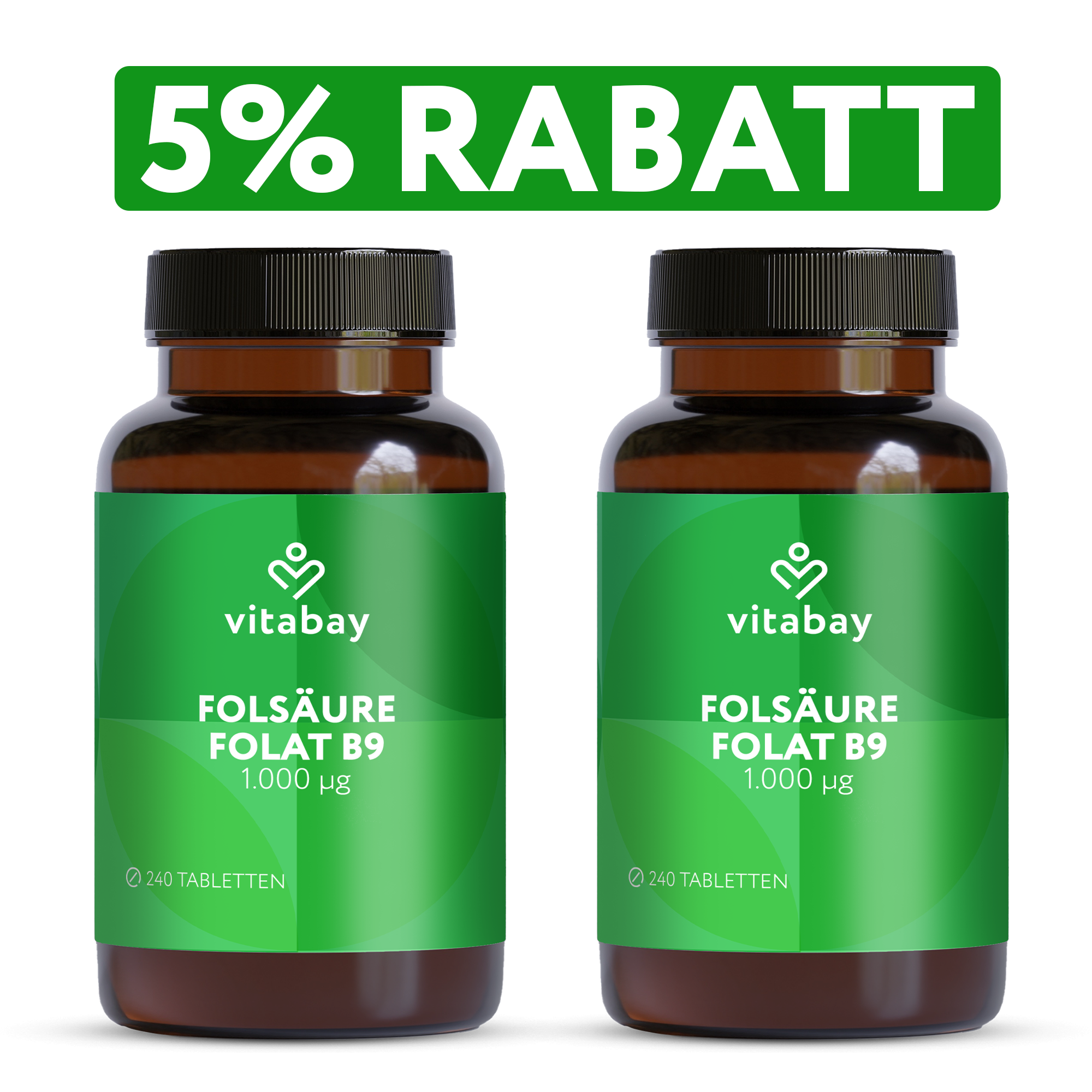 Folsäure - Folic Acid - 1000 mcg - 240 vegane Tabletten