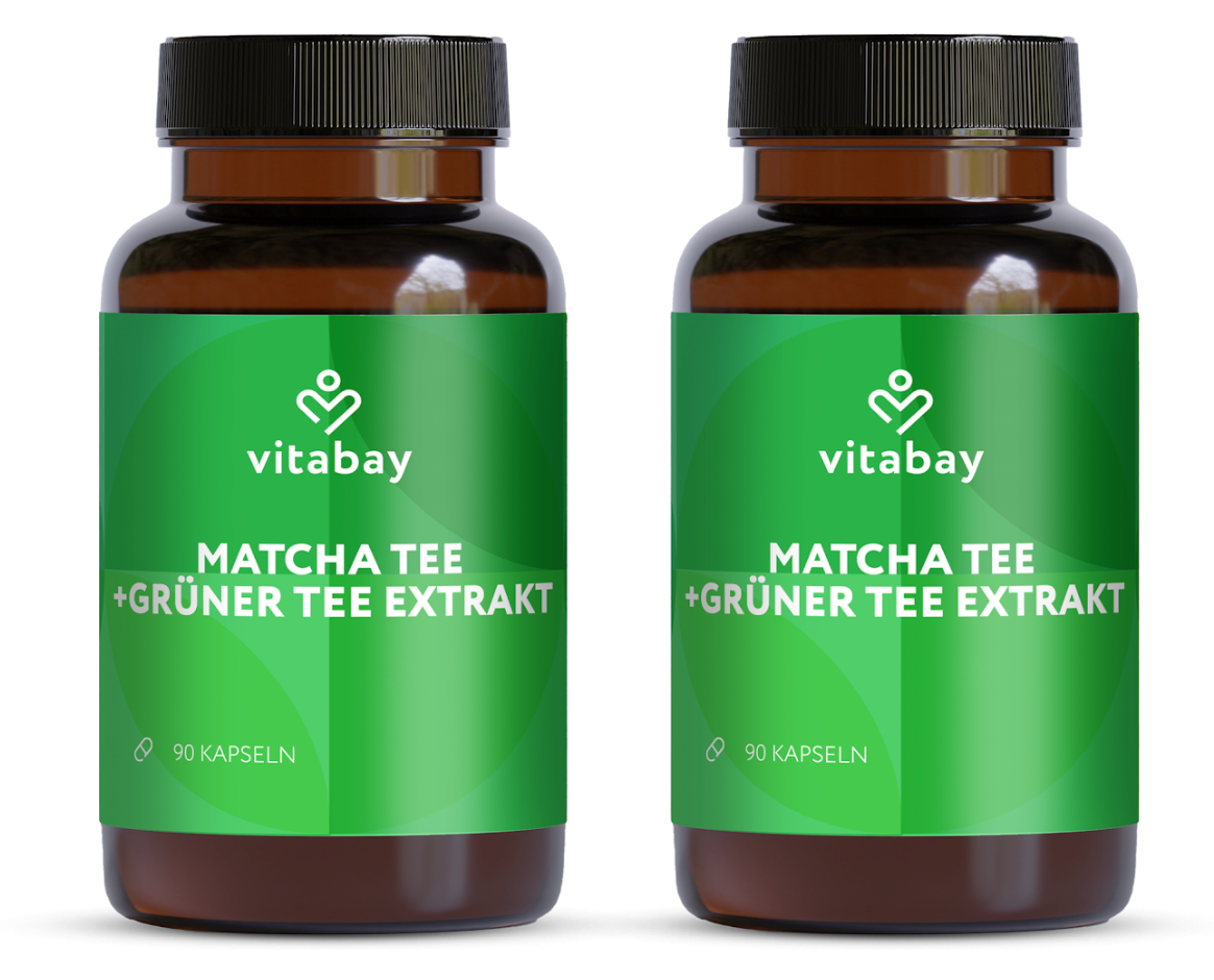 Matcha Tee + Grüner Tee Extrakt - 90 vegane Kapseln