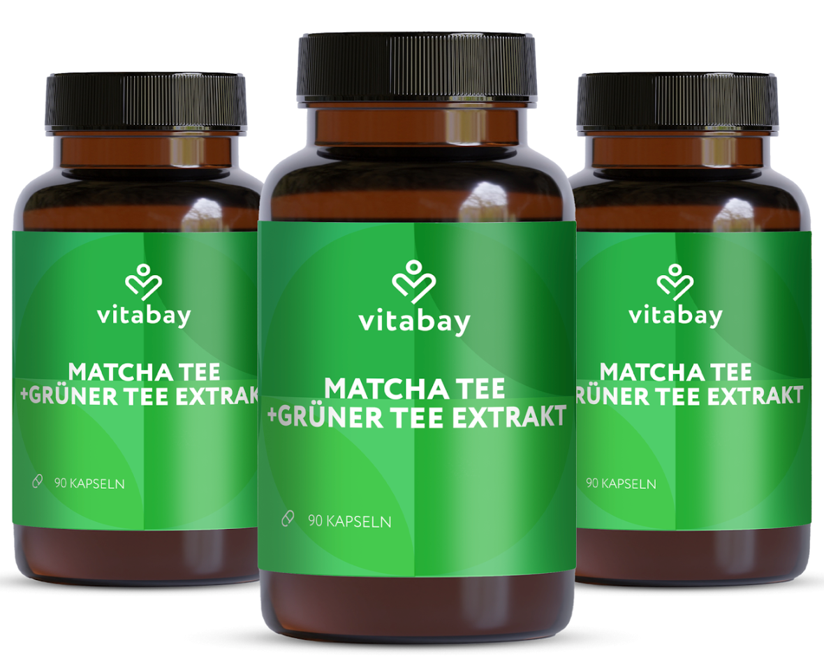 Matcha Tee + Grüner Tee Extrakt - 90 vegane Kapseln