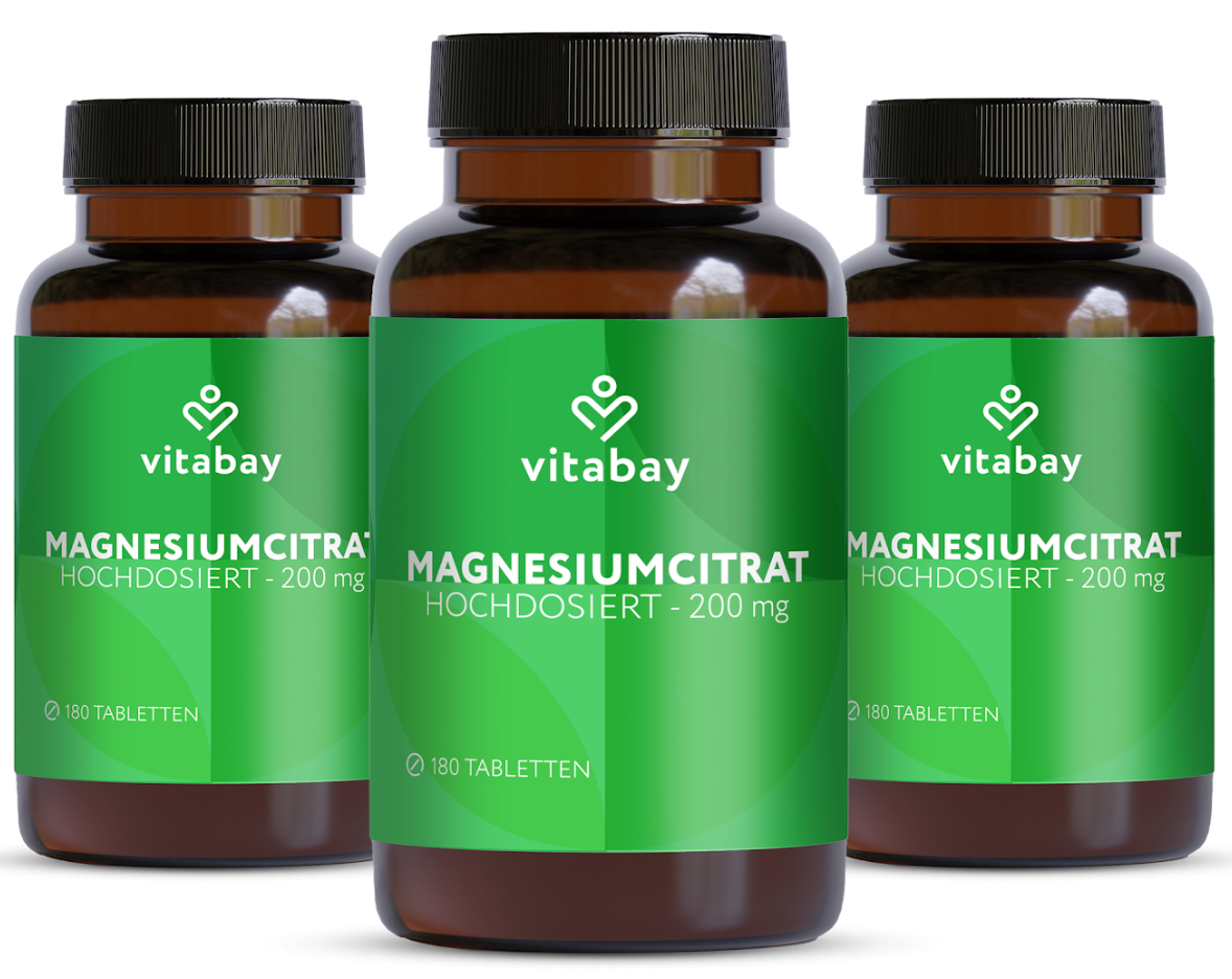 Magnesium Citrat 200mg - 180 vegane Tabletten