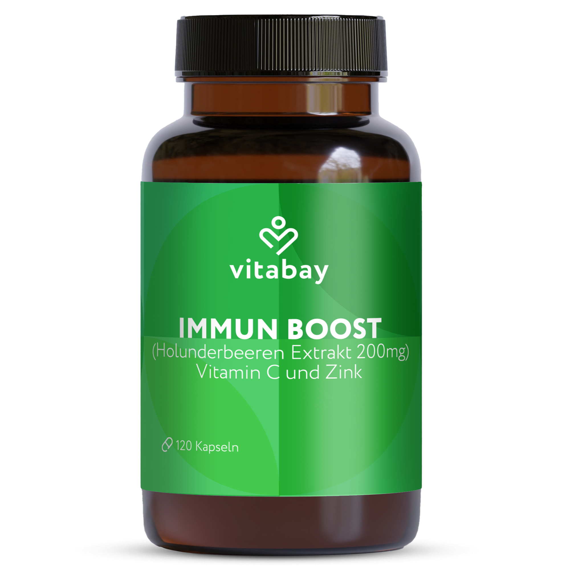 Immun Boost - mit Holunderbeeren Extrakt 200mg, Vitamin C und Zink - Vegane Kapseln