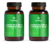 Vitamin D3 Depot 5000 IE + Vitamin K2 100mcg  - 180 vegane Tabletten