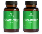 Vitamin D3 Depot 10.000 I.E. + Vitamin K2 200mcg  - 180 vegane Tabletten