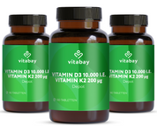 Vitamin D3 Depot 10.000 I.E. + Vitamin K2 200mcg  - 180 vegane Tabletten