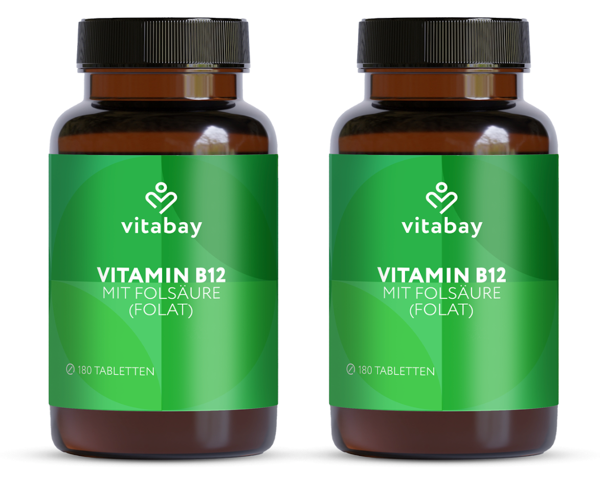 Vitamin B12 500 µg + Folat – Hochdosierte Energie für Ihren Körper (180 vegane Lutschtabletten)