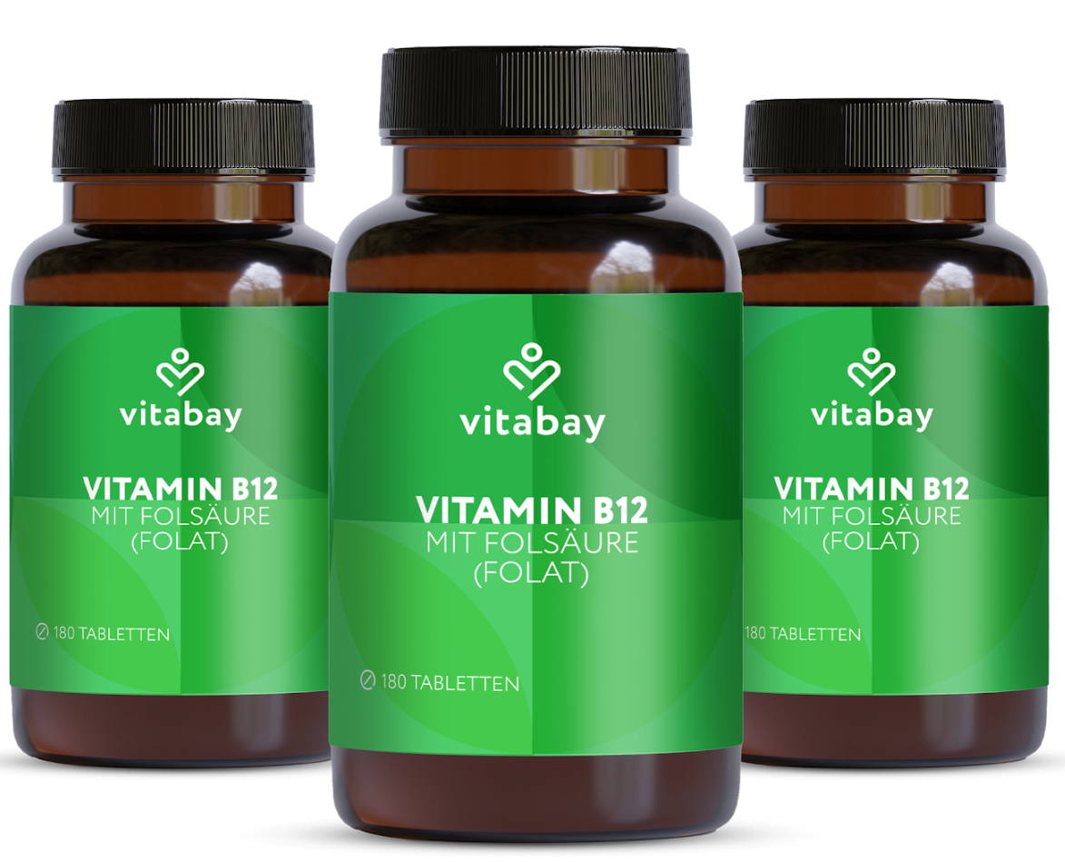 Vitamin B12 500 µg + Folat – Hochdosierte Energie für Ihren Körper (180 vegane Lutschtabletten)