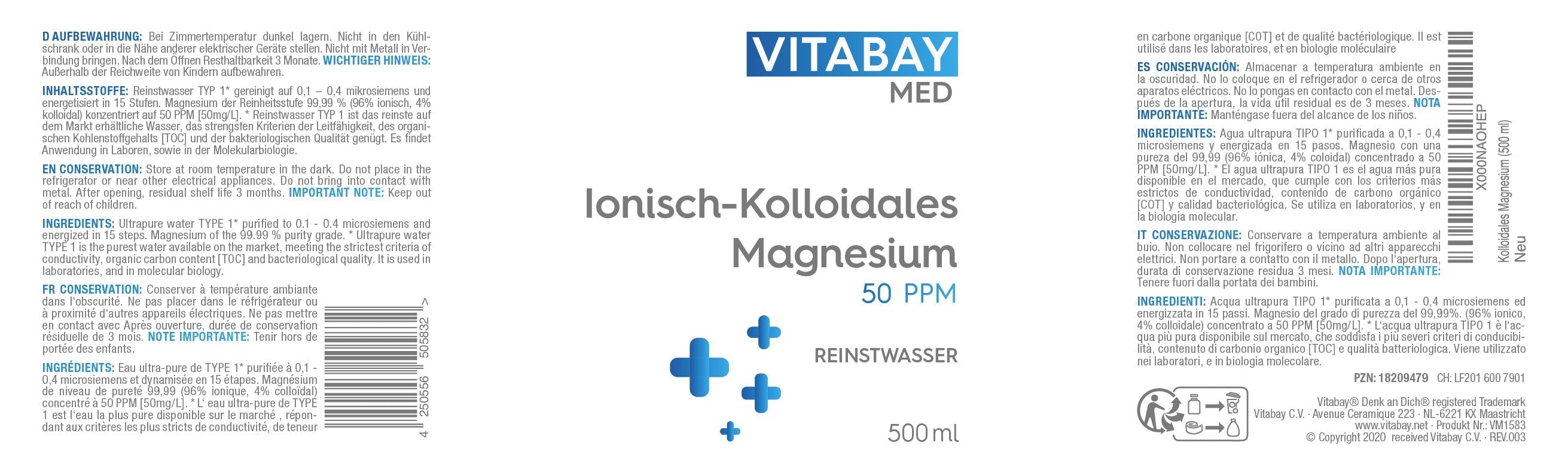 Kolloidales Magnesium 50 PPM - hoch konzentriert (Reinheitsstufe 99,99%)
