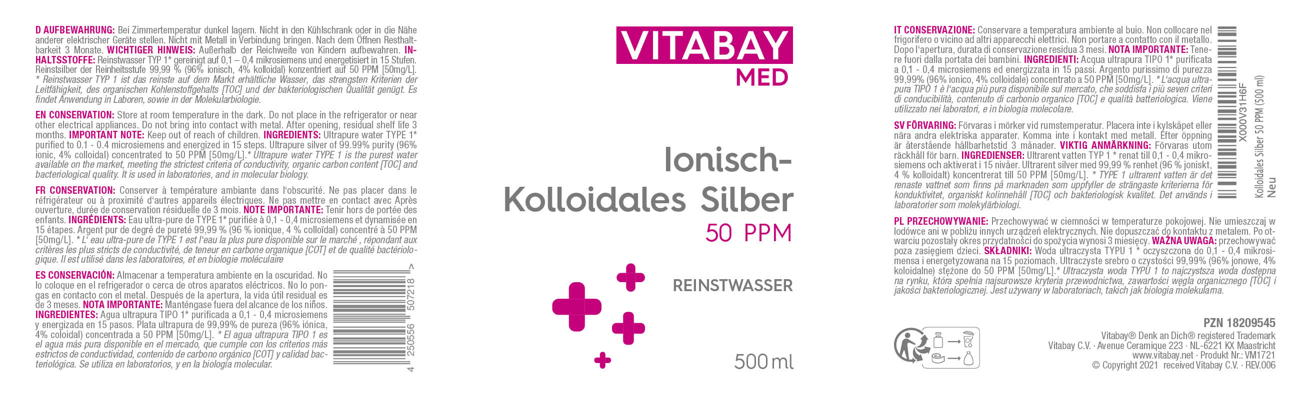 Kolloidales Silber 50 PPM hoch konzentriert - Reinheitsstufe 99,99%