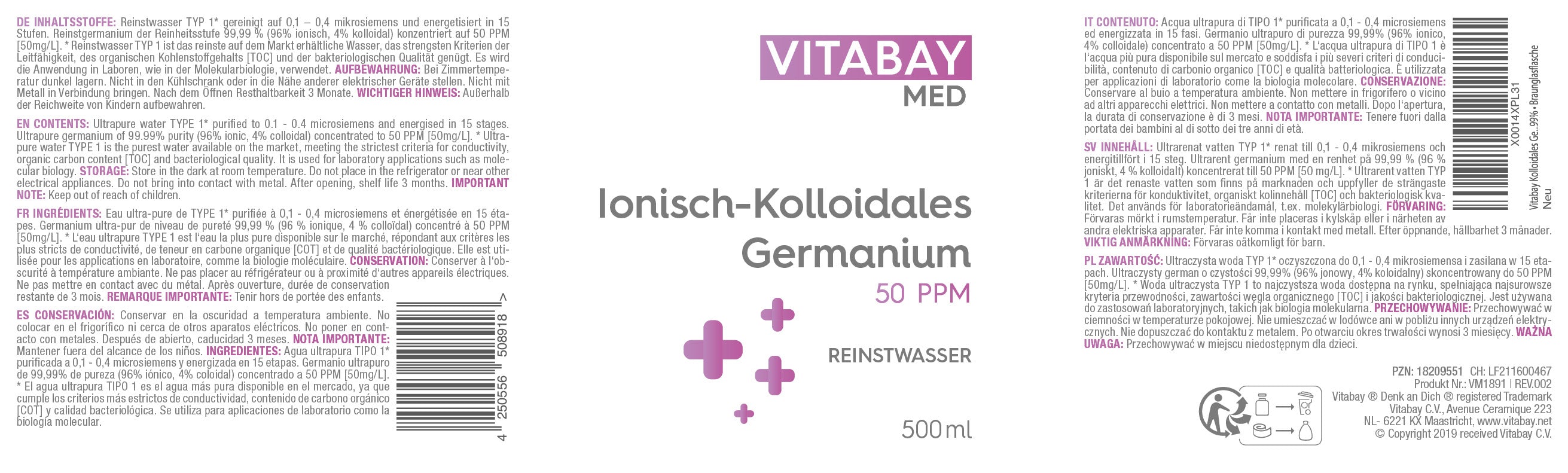 Kolloidales Germanium 50 PPM - hoch konzentriert (Reinheitsstufe 99,99%)