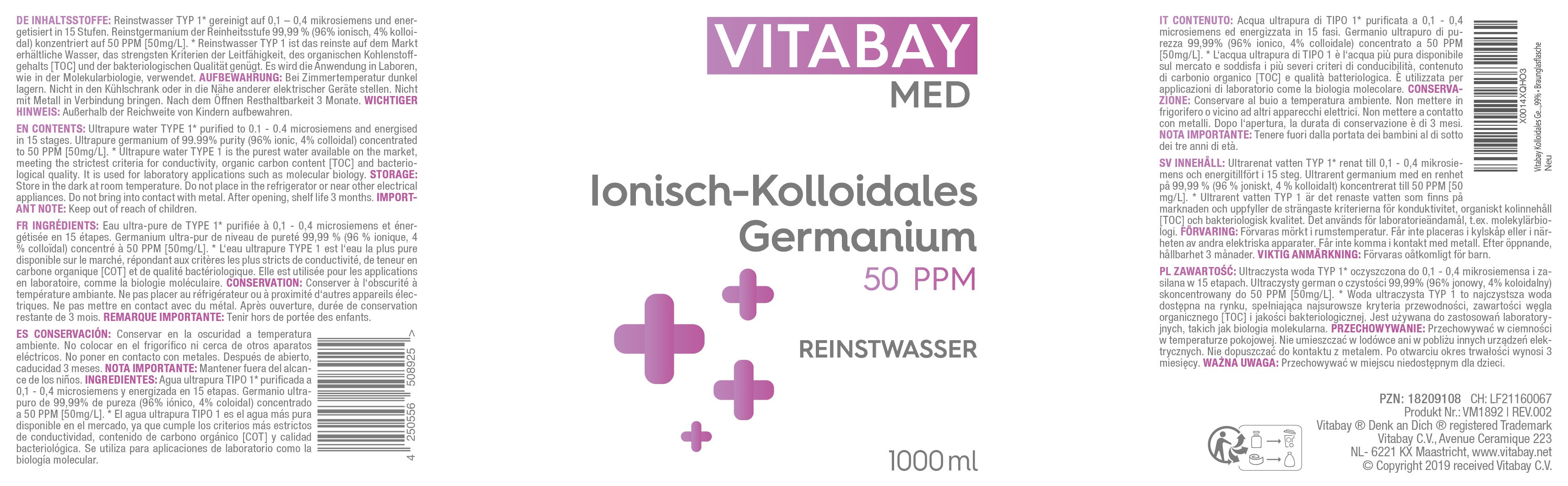 Kolloidales Germanium 50 PPM - hoch konzentriert (Reinheitsstufe 99,99%)